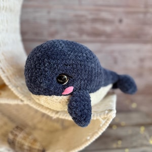 Stuffed whale toy Sea ocean crochet fish amigurumi plush Gift for son