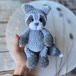 Raccoon crochet toy amigurumi stuffed toy wild animal toy