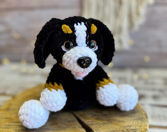 Bernese mountain dog crochet toy, amigurumi stuffed dog, dog lovers gift, dog's mom gift