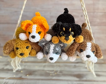 Crochet puppy dog toy, stuffed Corgi Rottweiler Husky King Charles Spaniel Cocker Spaniel toy amigurumi, gift for dog mom, dog lovers