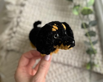 Dachshund Crochet Toy, Amigurumi Wiener Dog, Sausage Dog Plush, Handmade Dog Stuffed Animal, Gift for Dachshund Lover
