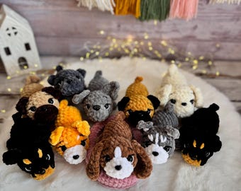 Personalized Dog Plush with Bed, Custom Crochet Puppy, Pet Memorial Gift, Custom Dog Breed, Dog Lover Gift, Pet Keepsake