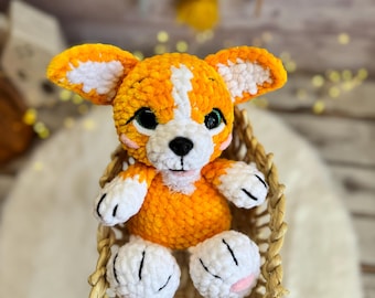 Peluche corgi au crochet, chiot amigurumi en peluche, cadeau pour maman corgi amoureux des chiens, décoration de chambre d'enfant, cadeaux commémoratifs pour animaux de compagnie