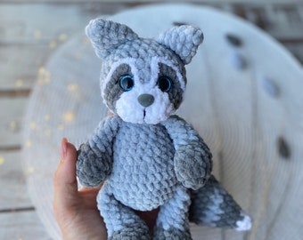 Raccoon crochet toy amigurumi stuffed toy wild animal toy