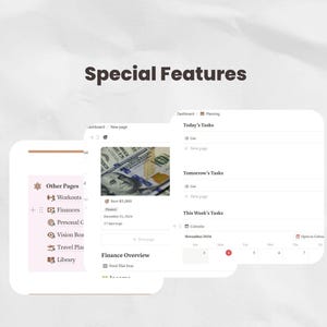 Puede incluir: Una captura de pantalla de una aplicaci&oacute;n de planificaci&oacute;n digital con un fondo gris claro. La aplicaci&oacute;n tiene una barra lateral con iconos para diferentes categor&iacute;as, incluyendo "Otras p&aacute;ginas", "Entrenamientos", "Finanzas", "Cuidado personal", "Tablero de visi&oacute;n", "Planes de viaje" y "Biblioteca". La secci&oacute;n principal de la aplicaci&oacute;n muestra un calendario con el mes de noviembre de 2024. La aplicaci&oacute;n tambi&eacute;n tiene secciones para "Tareas de hoy", "Tareas de ma&ntilde;ana" y "Tareas de esta semana".
