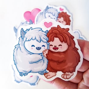 Lindo Yeti y Sasquatch "Beast Friends" calcomanía de vinilo de 3,5 pulgadas / Lindo calcomanía de Cryptid