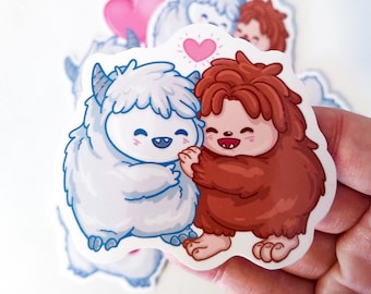 Adesivo in vinile da 3,5 pollici "Beast Friends" con Yeti e Sasquatch / Adesivo carino con criptide
