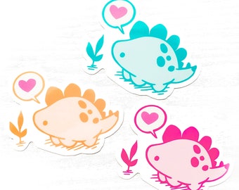 Pastelkleurige vinylsticker Dino Baby Stego | Kawaii-sticker stegosaurus van 3 inch
