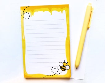 Honey Bee 4x6 Inch Notepad | Kawaii Stationery 50 Sheet Notepads