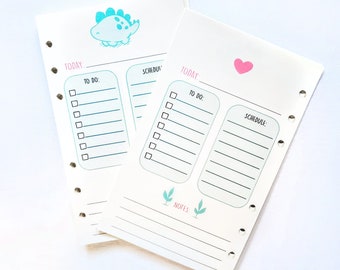 Baby Stegosaurus Dino Personal Size Planner Binder Inserts | 40 or 48 Sheet Daily Planner Pages