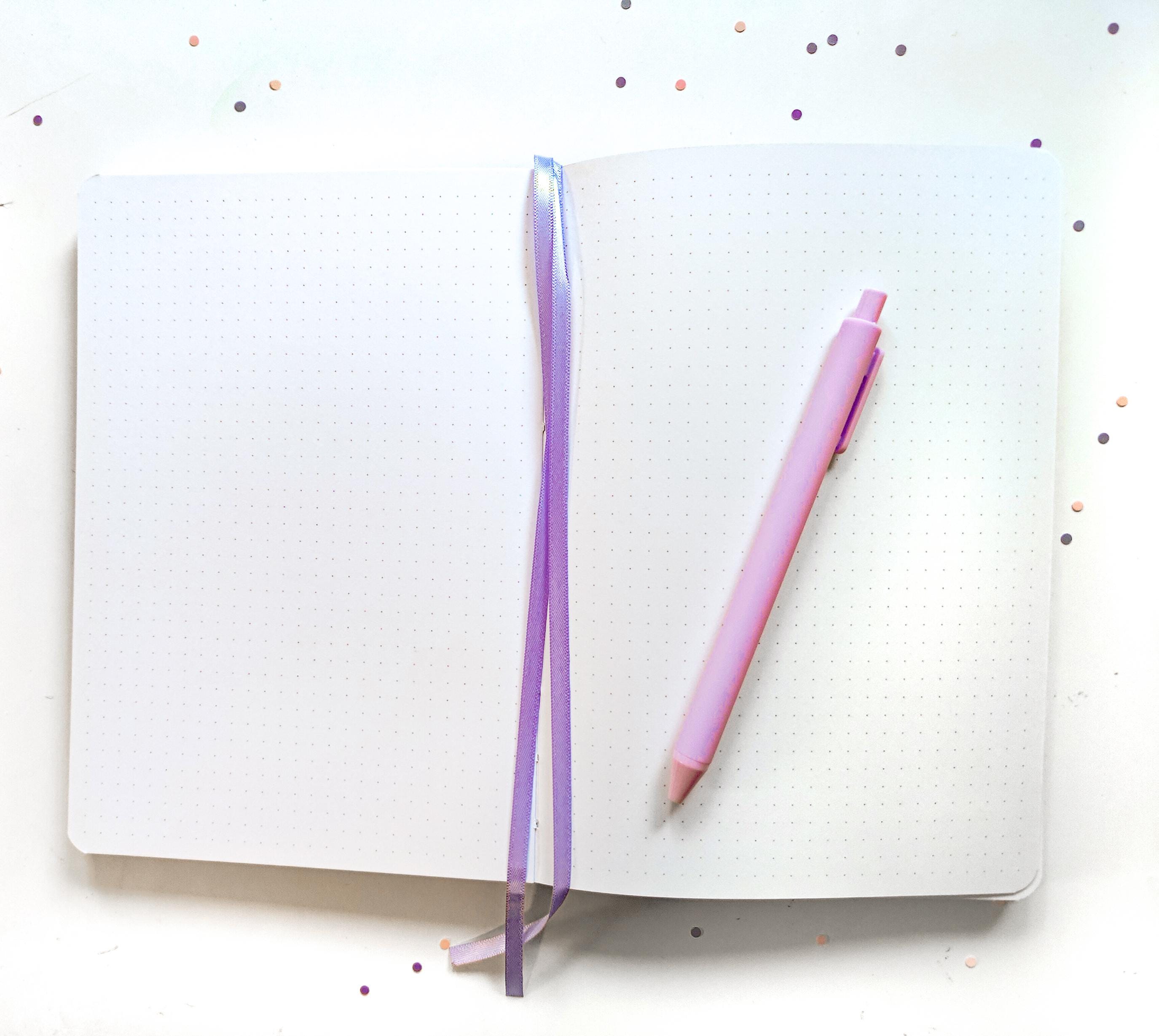 Pastel Kawaii Moon and Stars A5 Dot Grid Journal | Crescent Moon Purple ...