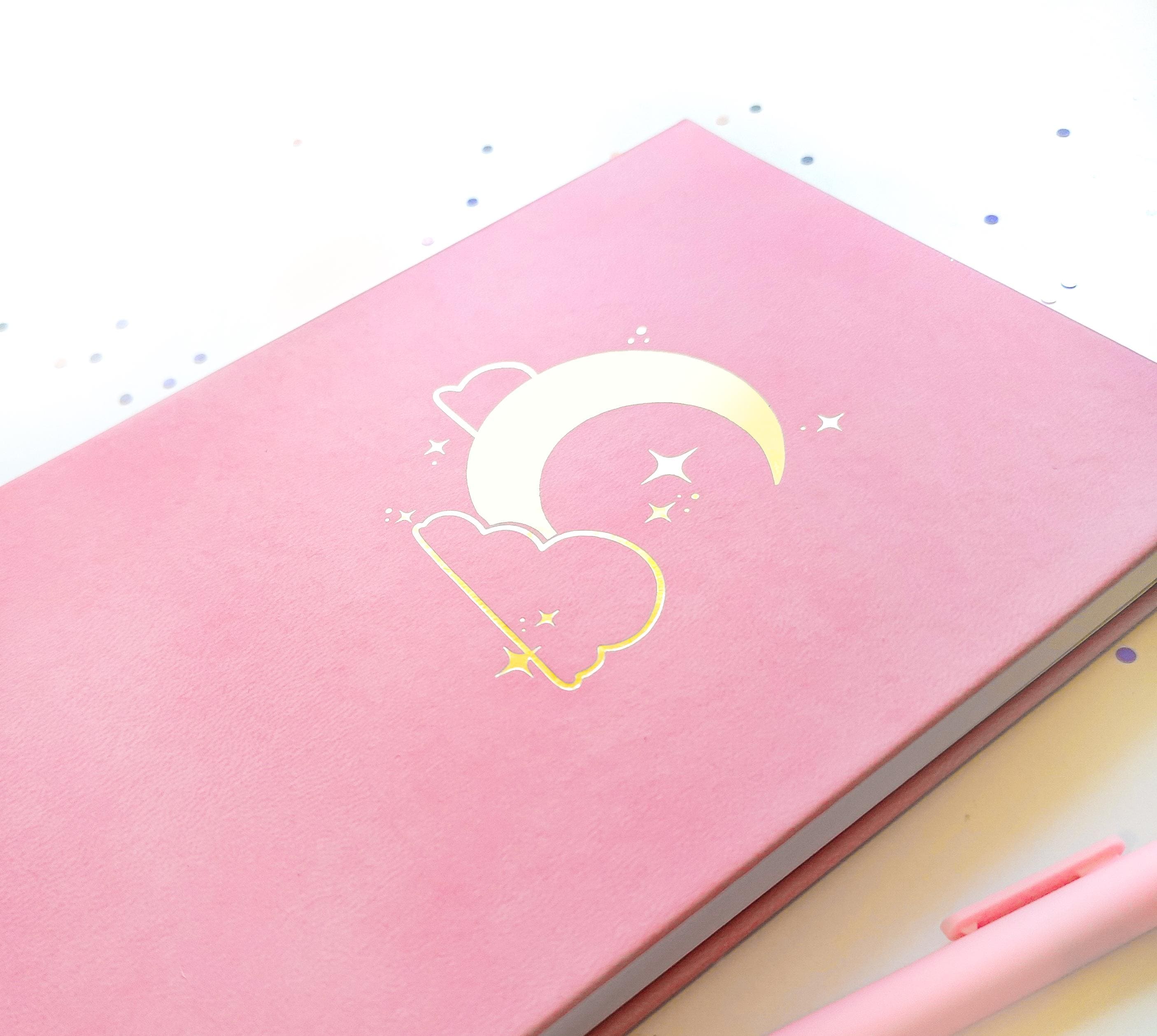 Pastel Kawaii Moon and Stars A5 Dot Grid Journal | Crescent Moon Purple ...