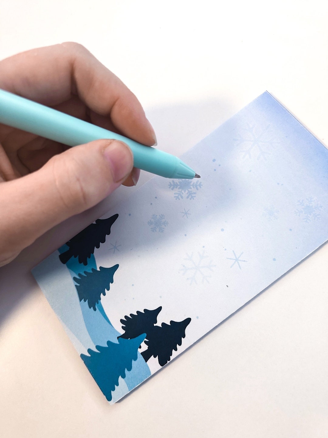 Tree Motepad Winter Solstice Snowy Trees Notepad | 3 X 6 Inch Stationery Memo Pad - Etsy