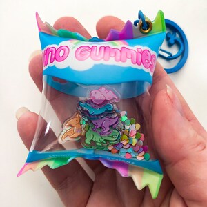 Gummy Dinosaurs Kawaii Inflatable Candy Bag Keychain | Rainbow Candy ...