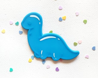 Pastel Dinos Brontosaurus 1.75 Inch Soft Enamel Pin | Blue Dinosaur Gummy Pin