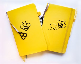 Honey Bee Customized A5 PU Leather Journal | Personalized Yellow Bee Notebook 5x8 Inches