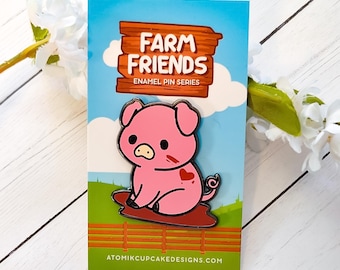 Kawaii Pink Pig Enamel Pin | Farm Friends Collection