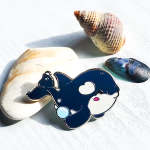 Kawaii Orca Whale 1.75 Inch Hard Enamel Pin | Ocean Pals Enamel Pin Series