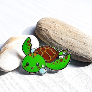 Kawaii Sea Turtle 1.75 Inch Hard Enamel Pin | Ocean Pals Enamel Pin Series