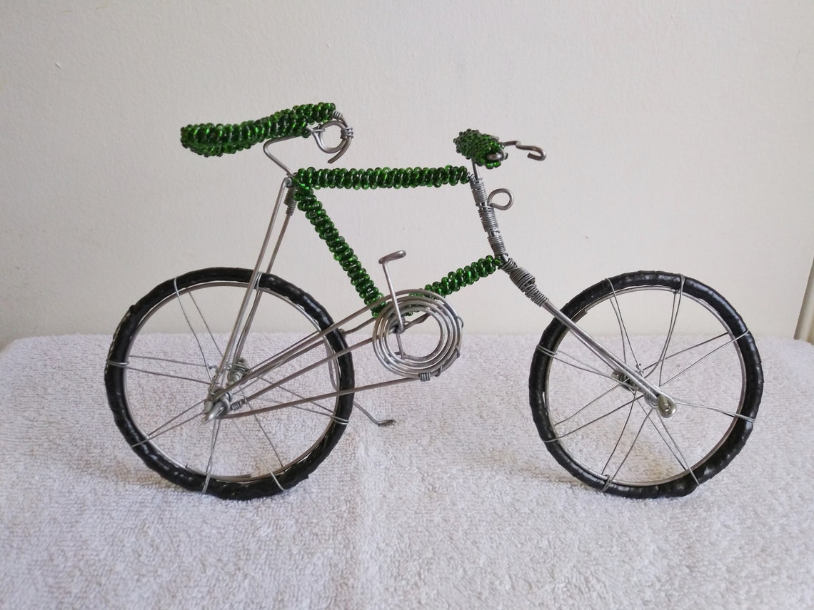 Handmade Beaded Bicycle Wire work/Art Decor/Mantle Art/Beaded Etsy