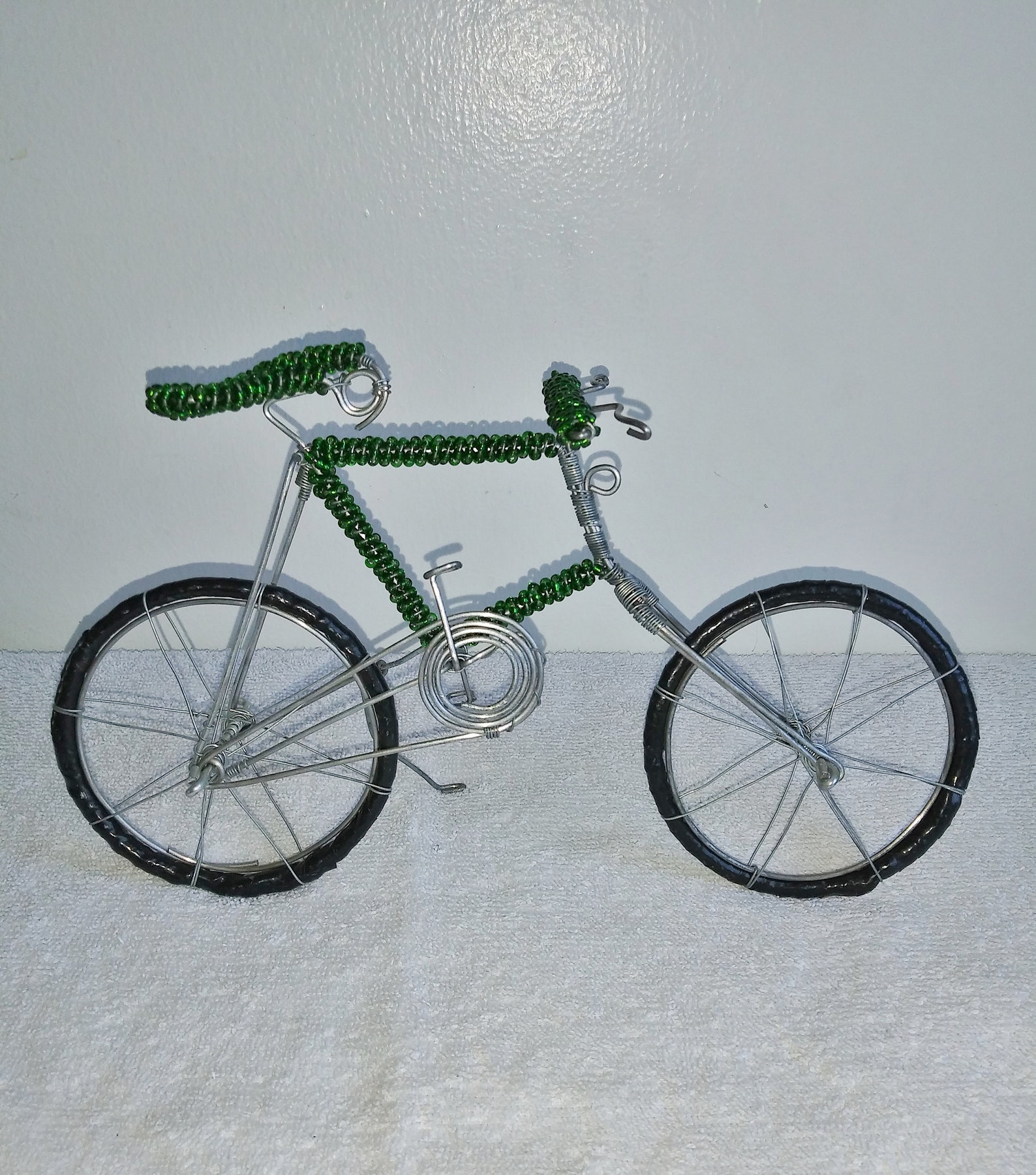 Handmade Beaded Bicycle Wire work/Art Decor/Mantle Art/Beaded Etsy