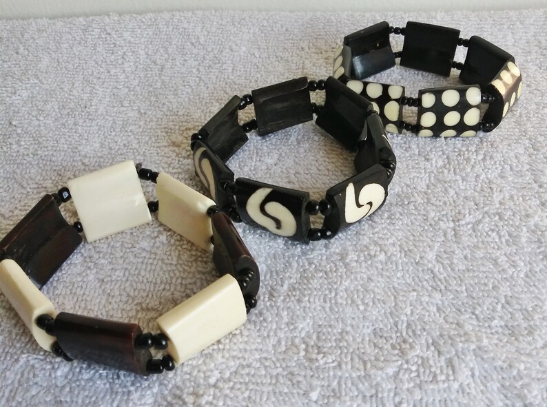 Recycled Bone Stretch BraceletsAfrican Bone Stretch BraceletsHand-carved Bone BraceletsBeaded BraceletsEco-friendly Beaded Bracelets