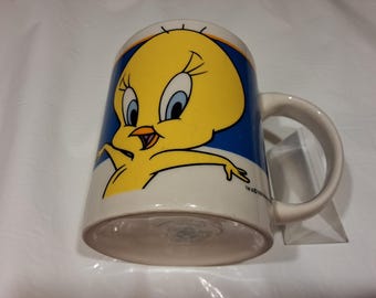 Vintage 1999 Warner Bros. Tweety Bird Ceramic Coffee Mug, 10 oz, Looney Tunes/WB/Gibson