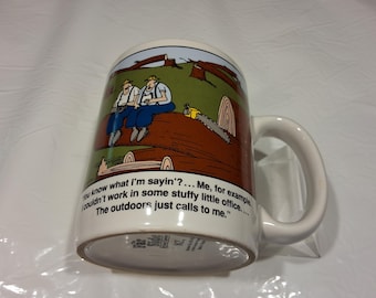 1984 The Far Side by Gary Larson Ceramic Coffee Mug "You Know What I'm Saying?  Me, for example.  I couldn't work in some stuffyMadeinTaiwan