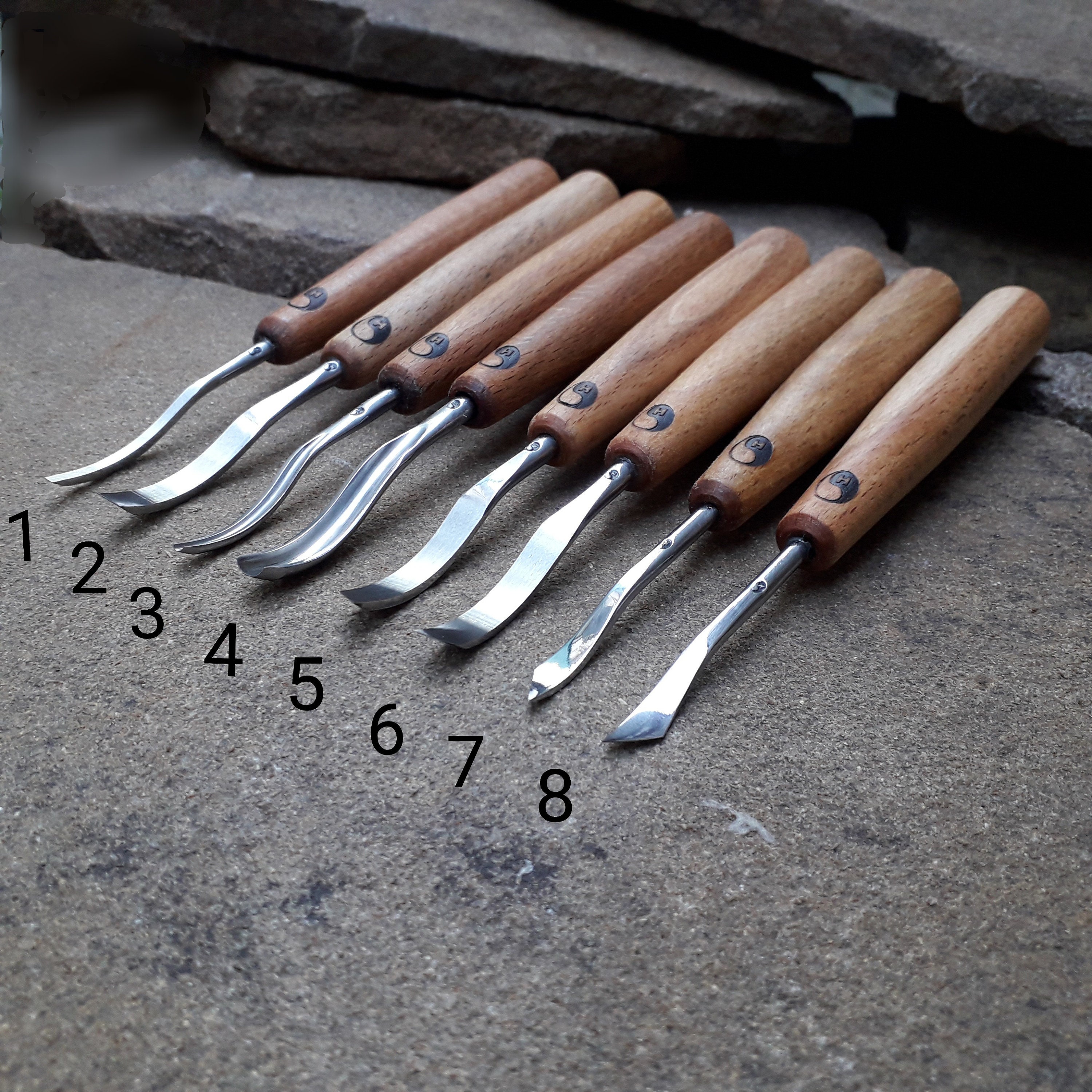 Forged Mini Chisels. Chisels for Wood Carving. the Chisels Are Curved. 