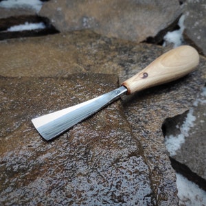 Forged gouge chisel fish tail. Compact chisel. Wood carving tools.