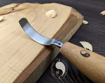 Forged Hook Knife: Wood Carving Tool for Spoons & Bowls