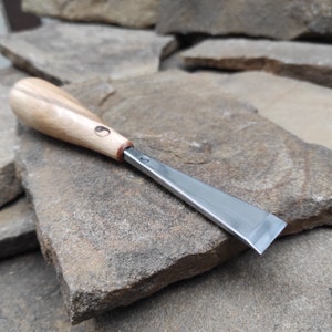 Forged flat fishtail chisel. Compact chisel. Wood carving tools.