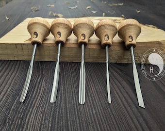 Palm chisel. Hand forged chisel. Wood carving set.