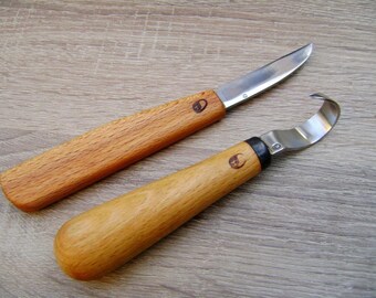 Spoon carving set. forged by hand. spoon carving tools. spoon carving knives. hook knife.