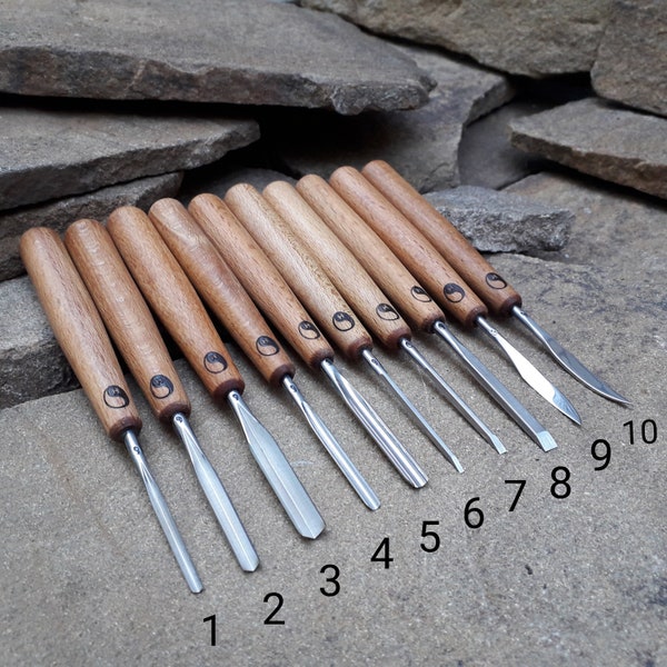 Juego de mini cinceles para tallar madera forjados a mano