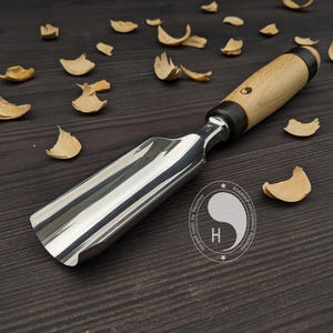 Hand forged Gouge chisel. Woodcarving tool. Carpentry chisel.