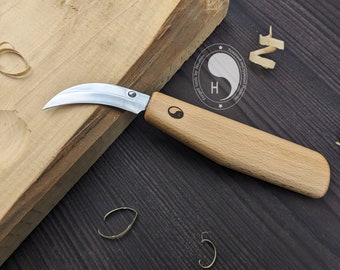 Forged knife for woodcarving. Knife sickle.