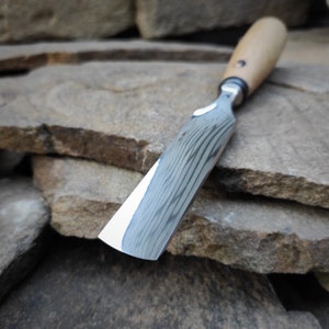 Hand forged gouge. Wood carving chisel.