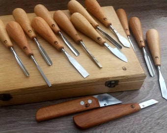 Set of forged chisels for woodcarving. Wood Carving Tool.