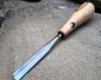Forged V-Chisel: Handcrafted Wood Carving Tool with Beech Handle