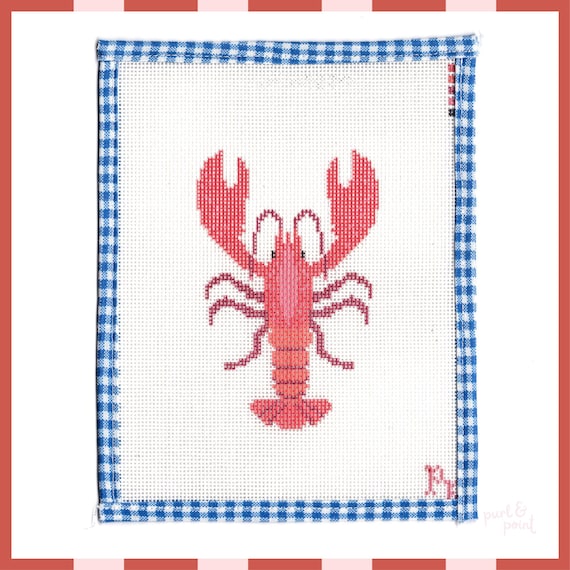 Lobster Needlepoint Canvas | Printed on 18 Mesh Canvas | Coastal Summer Design | DIY Needlepoint Kit