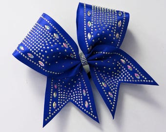 Crystal Satin Jeweled Cheer Bows, Rhinestone Cheer Bows, Cheer Bows, Satin Cheer Bows,Allstar Cheer Bows