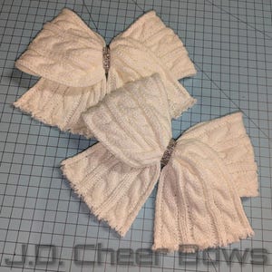 Large Cable Knit Cheer Bow, Rhinestone Cheer Bows, Cheer Bows, Satin Cheer Bows,Allstar Cheer Bows