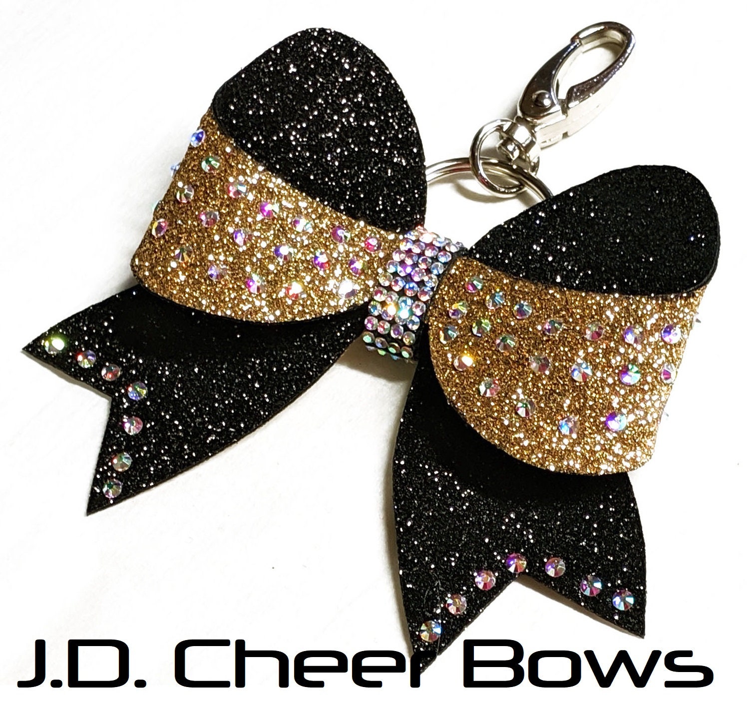 Deluxe Rhinestone Cheer Bow Keychain Many Colors Combos Etsy