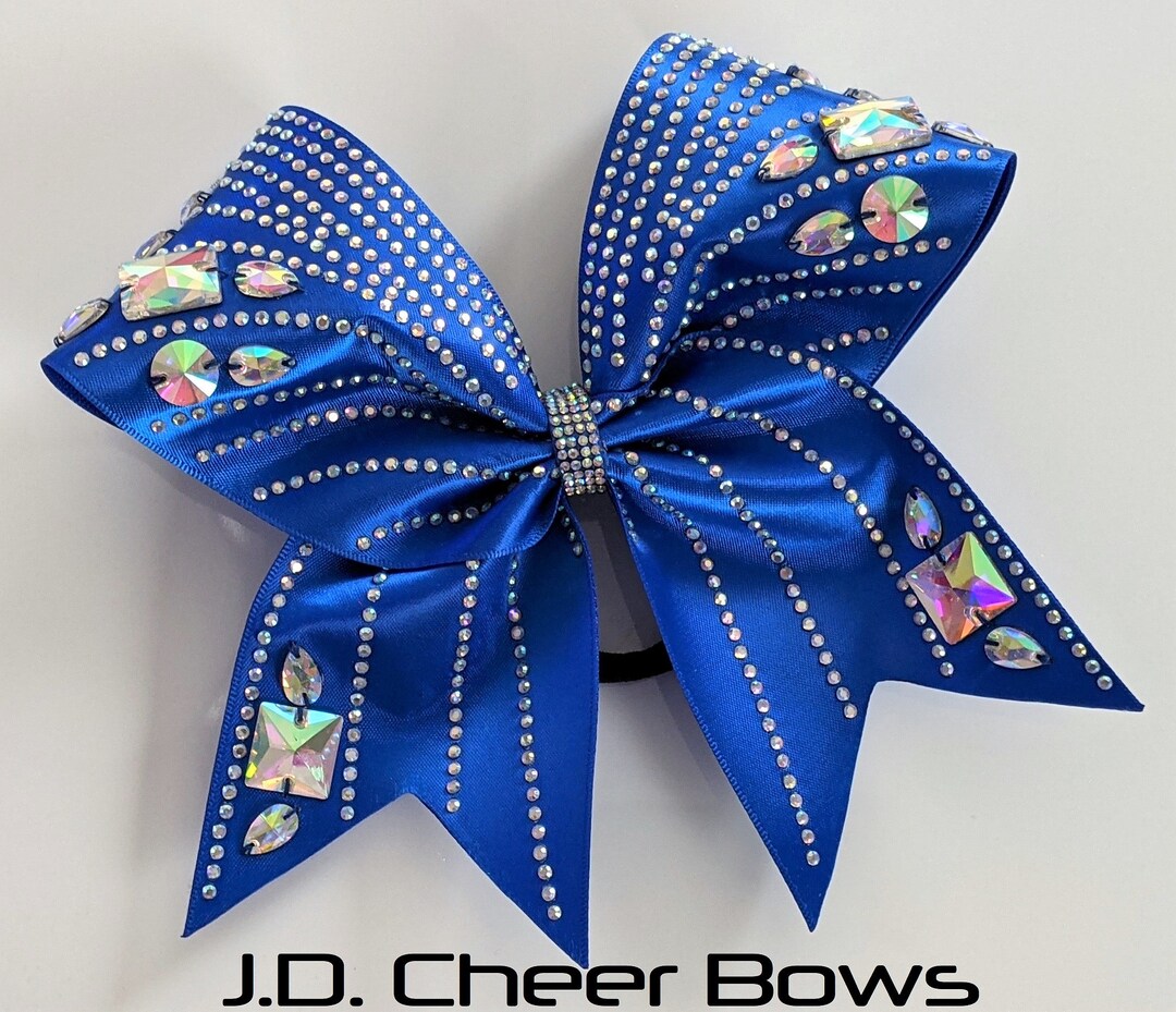 Satin Jeweled Cheer Bow, Cheer Bows, Crystallized Bows, Satin Cheer