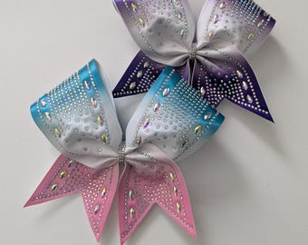 Crystal Sublimated Satin Jeweled Cheer Bows,Choose Colors,Rhinestone Cheer Bows, Cheer Bows, Satin Cheer Bows,Allstar Cheer Bows