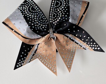Satin Sublimated Rhinestone Cheer Bows, Rhinestone Cheer Bows, Cheer Bows, Satin Cheer Bows, Allstar Cheer Bows