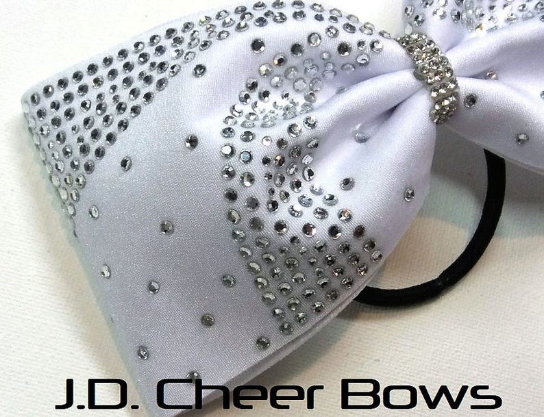 Tailless Glitter w/Rhinestones Tailless Cheer Bow-your choice of colors,Tailless Cheer Bow,Rhinestone Cheer Bow image 3