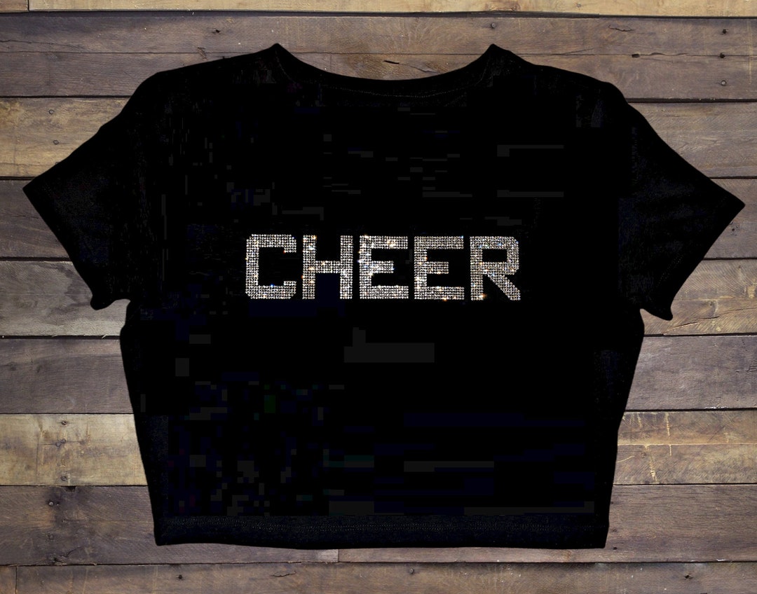 CHEER Rhinestone Cropped Shirt Bling Cheer Shirt Cheer Etsy
