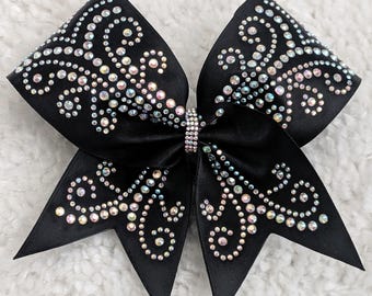 Crystal Satin Cheer Bows, Rhinestone Cheer Bows, Cheer Bows, Satin Cheer Bows,Allstar Cheer Bows